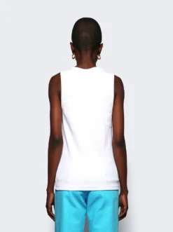 Bottega Veneta Dry Stretch Cotton Ribbed Tank Top Chalk White -Artemides shop 715043V2I50 36746 05