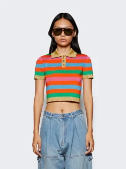 Gucci Viscose Blend Striped Polo Top Multicolor -Artemides shop 743158 XKC8H 2524 03 1