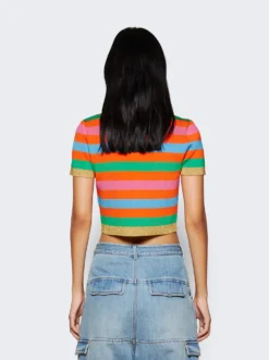 Gucci Viscose Blend Striped Polo Top Multicolor -Artemides shop 743158 XKC8H 2524 05 1