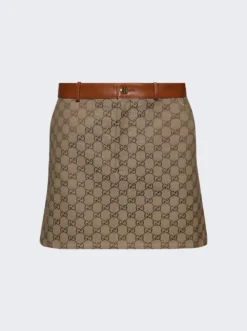 Gucci Canvas Mini Skirt Camel And Ebony