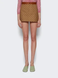 Gucci Canvas Mini Skirt Camel And Ebony 7 Gucci Canvas Mini Skirt Camel And Ebony -Artemides shop 743867 Z8AV6 Camel And Ebony 03