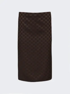 Gucci Midi Skirt Dark Brown And Camel