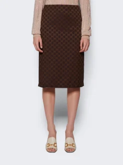 Gucci Midi Skirt Dark Brown And Camel -Artemides shop 759793 ZAOOE Dark Brown And Camel 03