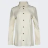 Bottega Veneta Storm Compact Flap Long-sleeve Shirt Ivory