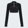 Dion Lee Shrunken Snap Polo Top Black