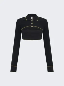 Dion Lee Shrunken Snap Polo Top Black