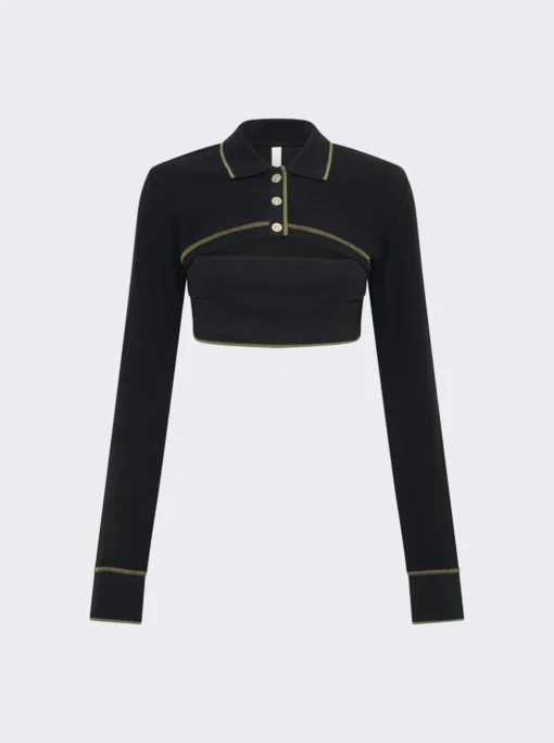 Dion Lee Shrunken Snap Polo Top Black -Artemides shop A3615P23 1000 2509 01 1