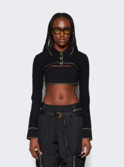 Dion Lee Shrunken Snap Polo Top Black -Artemides shop A3615P23 1000 2509 03 1