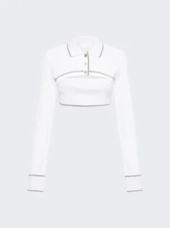 Dion Lee Shrunken Snap Polo Top Ivory