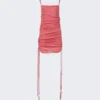Dion Lee Sheer Multirib Drape Mini Dress Fuchsia