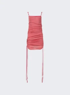 Dion Lee Sheer Multirib Drape Mini Dress Fuchsia