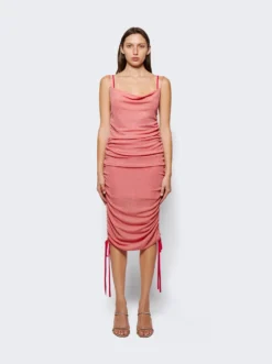 Dion Lee Sheer Multirib Drape Mini Dress Fuchsia -Artemides shop A7620F22 03
