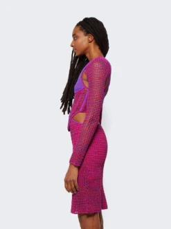 Dion Lee Stirrup Crochet Mini Dress Fuschia -Artemides shop A7644F22 04