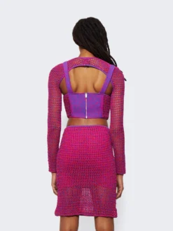 Dion Lee Stirrup Crochet Mini Dress Fuschia -Artemides shop A7644F22 05