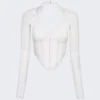 Dion Lee Snakeskin Column Corset Top White
