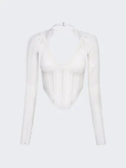 Dion Lee Snakeskin Column Corset Top White