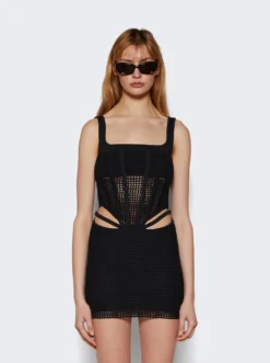 Dion Lee Crochet Suspend Corset Mini Dress Black -Artemides shop A7769PS24 1000 Black 03
