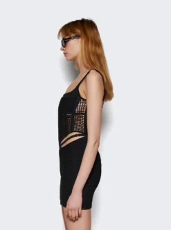 Dion Lee Crochet Suspend Corset Mini Dress Black -Artemides shop A7769PS24 1000 Black 04