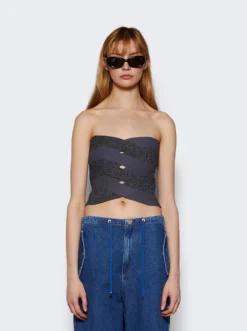 Dion Lee Reflective Interlocking Weave Bustier Asphalt -Artemides shop A7798PS24 6051 Asphalt 03