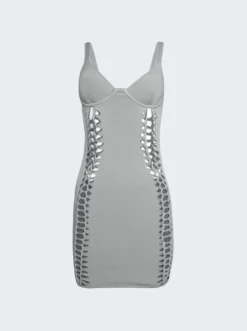 Dion Lee Layered Braided Mini Dress Steel