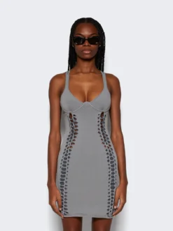 Dion Lee Layered Braided Mini Dress Steel -Artemides shop A7801PS24 6052 Steel 03
