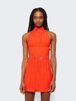 Dion Lee Chain Pleat Halter Mini Dress Fuchsia And Vermilion -Artemides shop A9888F22 03