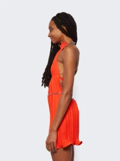 Dion Lee Chain Pleat Halter Mini Dress Fuchsia And Vermilion -Artemides shop A9888F22 04