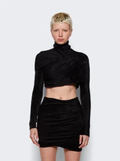 ALAIA Draped Blouse Black -Artemides shop AA9H10513M752 2509 03 1