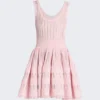 ALAIA Fluid Skater Mini Dress Rose Dragee