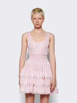 ALAIA Fluid Skater Mini Dress Rose Dragee -Artemides shop AA9R22462M712 43096 03 1