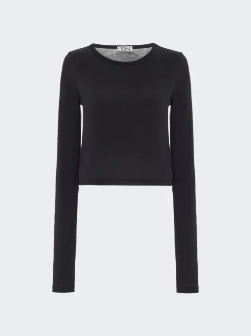 Long Sleeve Baby Tee Black -Artemides shop CBMD304 03 2509 01 1