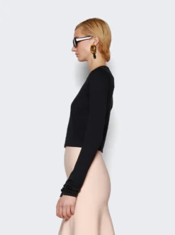 Long Sleeve Baby Tee Black -Artemides shop CBMD304 03 2509 04 1