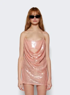 Sequined Mini Dress Peach 7 Sequined Mini Dress Peach -Artemides shop D1237RE24 26956 03 1