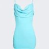 Bikini Cowl Drape Mini Dress Aquamarine