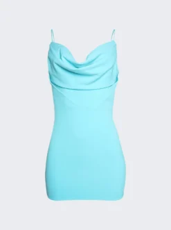 Bikini Cowl Drape Mini Dress Aquamarine