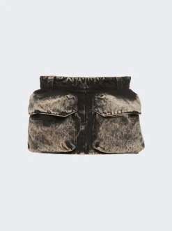 Miu Miu Denim Marbled Skirt Black