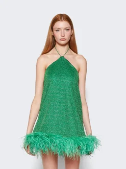 OSEREE Lumière Plumage Necklace Short Dress Emerald Green -Artemides shop LDF235 29681 03 1