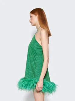 OSEREE Lumière Plumage Necklace Short Dress Emerald Green -Artemides shop LDF235 29681 04 1