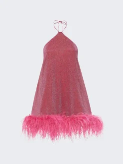 OSEREE Lumière Plumage Necklace Short Dress Raspberry