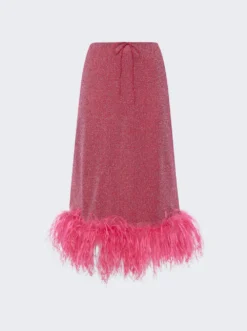OSEREE Lumière Plumage Midi Skirt Raspberry