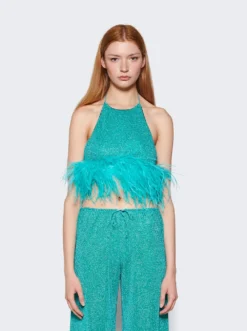 OSEREE Lumière Plumage Necklace Top Aquamarine -Artemides shop LNF235 03 1