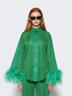 OSEREE Lumière Plumage Long Shirt Emerald Green -Artemides shop LSF213 29681 03 1