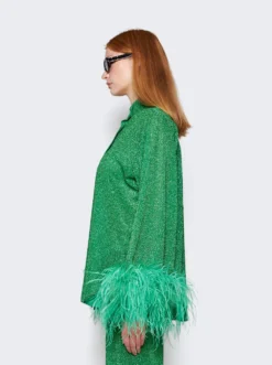 OSEREE Lumière Plumage Long Shirt Emerald Green -Artemides shop LSF213 29681 04 1