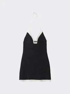 Miu Miu Crochet Mini Dress Black
