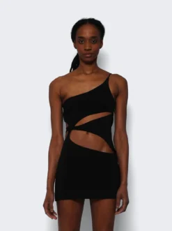 Single Strap Asymmetric Cutout Mini Dress Black -Artemides shop MONO SS22 STRAPMINI 2509 03