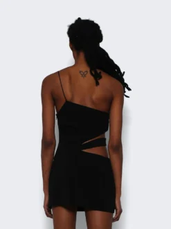 Single Strap Asymmetric Cutout Mini Dress Black -Artemides shop MONO SS22 STRAPMINI 2509 05 1