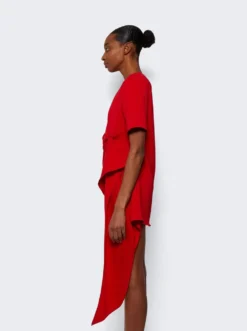 Draped Short Sleeve Tunic Red -Artemides shop MONO SS22 TUNIC 2638 04