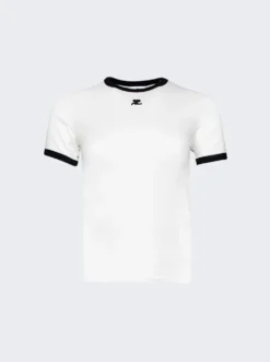 COURREGES Logo-embroidered T-shirt Heritage White And Black