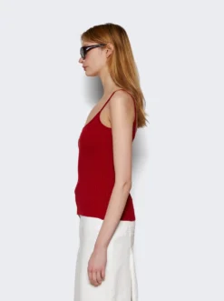 COURREGES Logo Ribbed Knit Tank Top Red -Artemides shop PERMDE012FI0001 2638 04 1