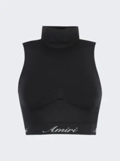 Amiri Seamless Mock Neck Top Black